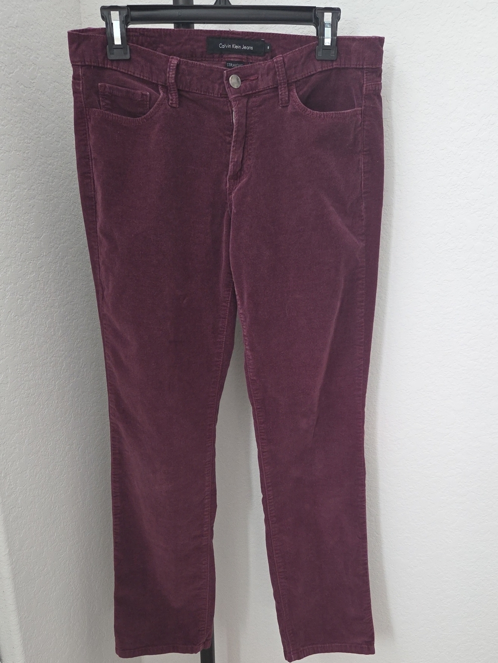 Calvin Klein Women's Plum Burgandy  Corduroy Straight Jeans Sz 8